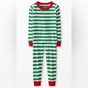 Hanna Andersson Green Stripes Christmas Pajamas Size 6-7